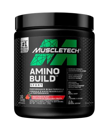 MuscleTech Post Workout BCAA Amino Acid MuscleTech Amino Build Sport BCAAs Muscle Builder & Muscle Recovery Powder Featuring L-Leucine & Betaine BCAAs Amino Acids Supplement Fruit Punch Blast (30 Servings)