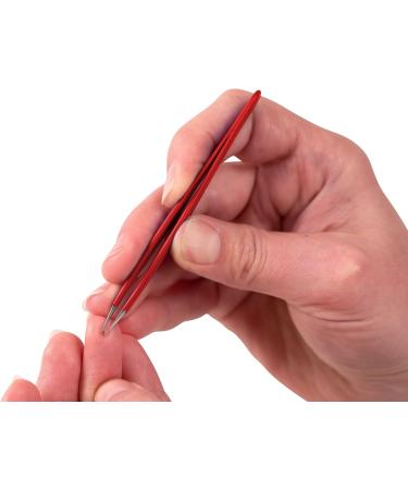 FAUDE Pointed Tweezers - Precision Stainless Steel Tweezers for Splinters Thorns & Ingrown Hairs | 10cm Red | International Shipping - Buy Online on SooperMarket.com