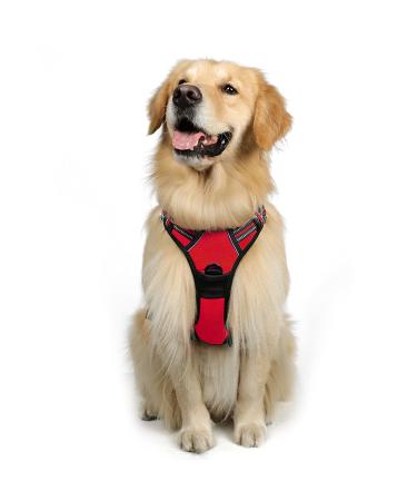 rabbitgoo dog harness medium -sized dogs anti train crockery dog with control no pull adjustable dog dishes large dogs breathable reflex stripes breast harness dog safe guide red l l (1 Pack) red