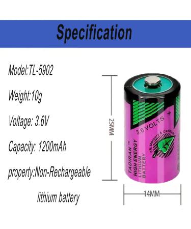 Buy 15 Pack TL-5902 Battery 1200mAh 3.6V - Replacement for Tadiran ER14250 & SL-350 TL-5902/S TL-2150/S | Fast International Shipping - Buy Online on SooperMarket.com
