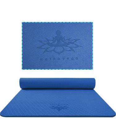 Hatha Yoga Extra Thick TPE Yoga Mat - 72 x 32 - 1/2 Thickness - Eco Friendly SGS Certified - High Density Anti-Tear Bolster - Blue - Buy Online on SooperMarket.com