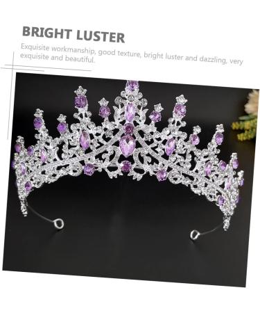 Purple Crystal Crown Tiara for Bridal Women Tiara Bridal Headpieces for Party Wedding Bridal Headband Bride Headdress Bridal Tiara Shiny Headband Wedding Bridal Hair Decor Tiaras 18X18CM Silver - Buy Online on SooperMarket.com