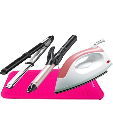 Heat-Resistant Silicone Mat Bag for Hot Hair Tools | Curly Bars & Straighteners | Pink 28.5cm x 14cm - Buy Online on SooperMarket.com