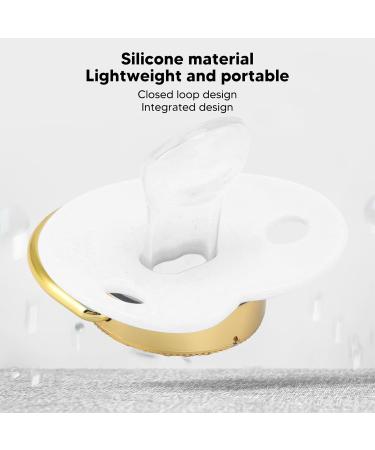Bling Baby Pacifier - Silicone Soft Dummy Soother Teether Toy for Breastfeeding Babies 6-18 Months - With Clips - Perfect Baby Shower or Christmas Gift (White) - Buy Online on SooperMarket.com