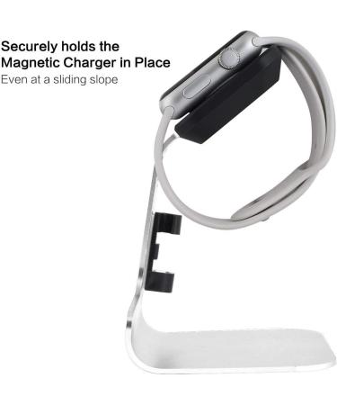 Tranesca Watch Charger Stand Holder Dock for Series 8/7 / 6/5 / 4/3 / 2/1/ SE (38mm / 40mm / 41mm / 42mm / 44mm / 45mm) - Silver Grey - Must Have Watch Accessories - Buy Online on SooperMarket.com