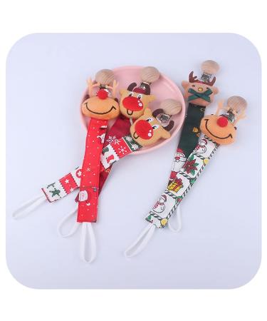 TIAN-K Christmas Elk Pacifier Chain | Cotton Teething Toy for Newborns | International Shipping - Buy Online on SooperMarket.com