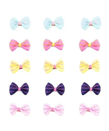WVRLY 15Pcs Puppy Dog Hair Bow with Alligator Clips Pet Hair Bows Pet Grooming Hairpin Kitten Bow Barrettes Small Dogs Bowknot Hair Clip for Puppies Cats and Other Small Pets