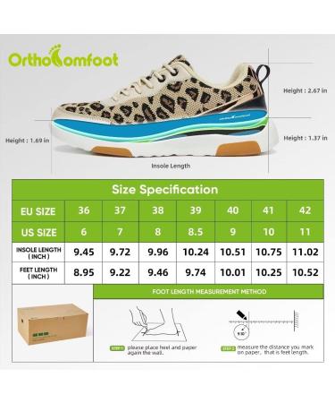 OrthoComfoot Women's Walking Shoes - Arch Support Fashion Sneakers for Plantar Fasciitis Relief - Size 9.5-10 W2 Leopard - Buy Online on SooperMarket.com