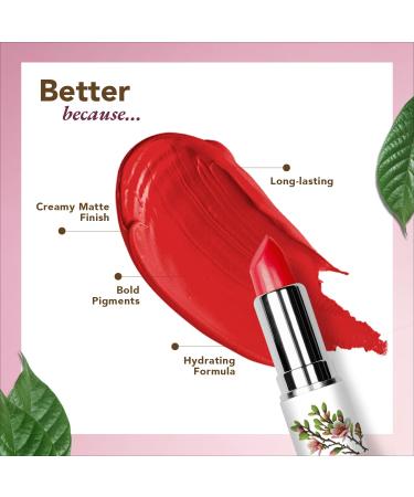 Moisture Matte Lipstick - Cherry Red | Long-lasting Hydrating Cruelty-free & Vegan | Certified Organic Makeup | 4gm - Buy Online on SooperMarket.com