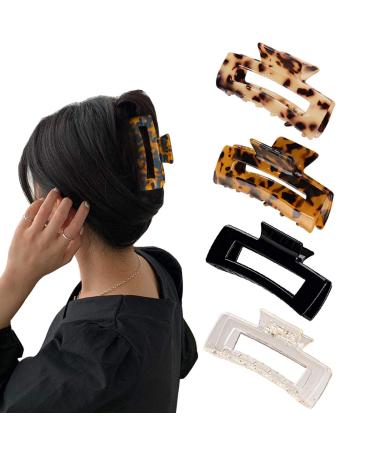 Aaiffey 4PCS Non-Slip Tortoise Hair Claw Clips | Stylish Leopard Hair Clamps for Strong Hold | Hair Styling Accessories for Women and Girls - Buy Online on SooperMarket.com