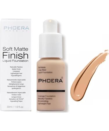 Phooera Fulll Coverage Liquid foundation Matte Finish Concealer Long wear 24hrs Oil Controlling Naturally Flawless Lightweigt Feel Buildable (104 BUFF BEIGE) - Buy Online on SooperMarket.com