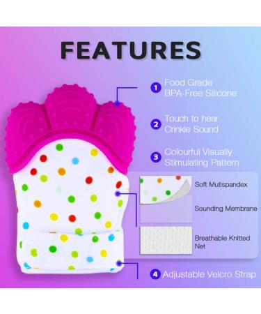 Teething Mittens and Baby Teething Toys Bundle - 5 Pack Set for Babies - BPA-Free, Organic, Freezer Safe - Pink + Purple - Buy Online on SooperMarket.com