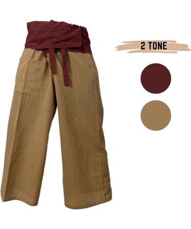 SUMALEE 2 Tone Thai Fisherman Pants for Men & Women - Versatile Yoga & Martial Arts Trousers with Pirate & Samurai Style - Buy Online on SooperMarket.com
