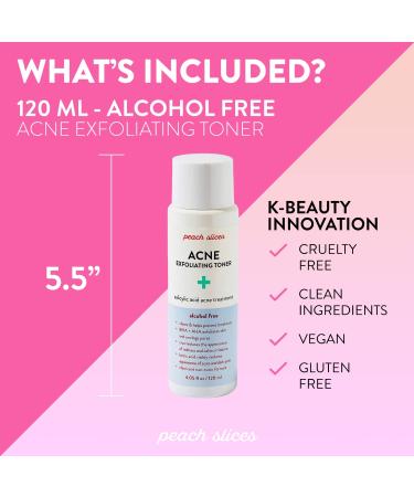 Peach Slices Acne Exfoliating Toner - 2% Salicylic Acid, AHA+BHA Exfoliation - Calming, Breakout Prevention - Alcohol & Sulfate Free - 4 Oz - Buy Online on SooperMarket.com