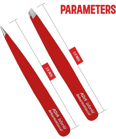 Professional Stainless Steel Precision Tweezers Set - 2 Pcs for Eyebrows, Ingrown Hair, Facial Hair Removal - Red - Buy Online on SooperMarket.com