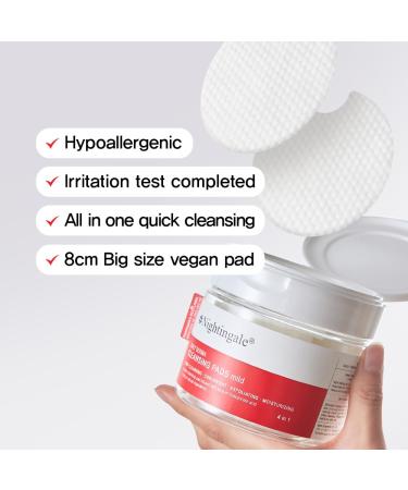 Nightingale Daily Derma Cleansing Pads | Exfoliating Makeup Remover for Waterproof Makeup | Vegan & Hypoallergenic Korean Skin Care with Hyaluronic Acid - Buy Online on SooperMarket.com