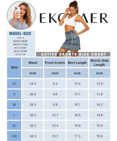 Ekouaer Women's Athletic Skorts - Pink Floral X-Large - Lightweight Golf & Tennis Skirt with Inner Shorts and Pocket for Running & Workout - Sports Skorts - Buy Online on SooperMarket.com