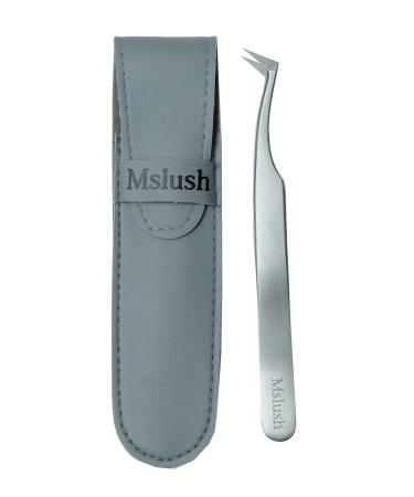 Volume Lashes Eyelash Extension Tweezers  Premium Stainless Steel Precision Mega L Curved Angled Tip  Professional Eyelash Tool Comes With Synthetic Leather Pouch