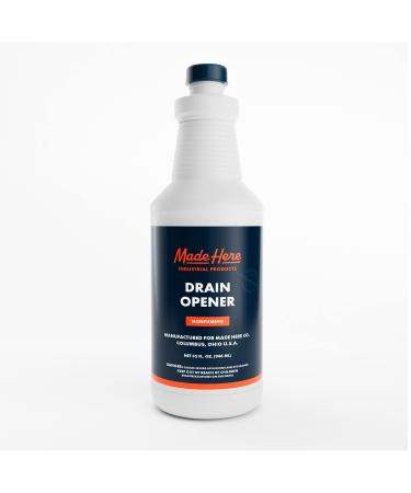Quick-Acting Liquid Drain Opener - Dissolves Grease Hair Food & More - Prevents Plumbing Problems - Non-Fuming No Acid or Bleach Odors - Safe for All Pipes - 32 oz