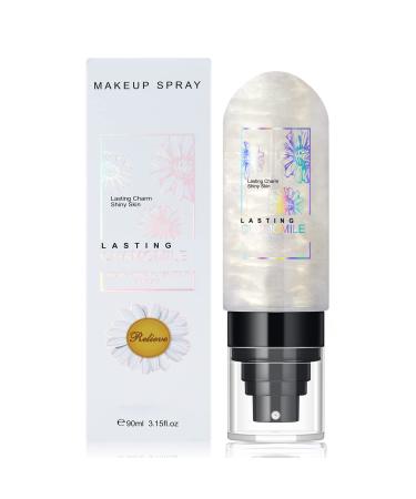 Dewy Makeup Setting Spray Shimmer Glow Finish Hydrating Illuminating Finishing Spray for face Lightweight Long Lasting Make Up Fixing Hydrate Skin for a Bright Look 3.15 Fl Oz