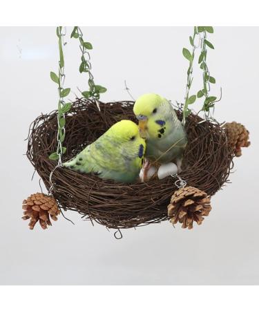 WACURRENTHYD Natural Rattan Nest Small Medium Large Bird Swing for Parrot Parakeet Cockatiel Conure Cockatoo Macaw Amazon African Grey Lovebird Finch Canary Budgie Cage Perch Toy (Small) - Buy Online on SooperMarket.com