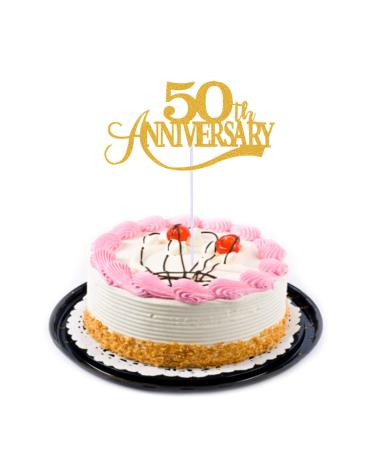 KREDHONG Golden Wedding Cake Topper 50th Anniversary Cake Topper Golden Wedding Anniversary Decorations for 50th Birthday Wedding Anniversary Decorations