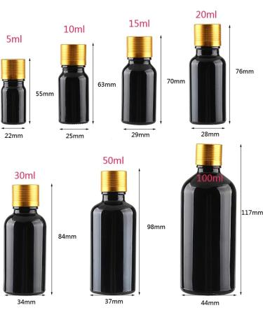 Tianzd 6-Pack 15ml Gloss Black Glass Bottles - Sealed Stopper & Gold Cap for Fragrance Oil & Aromatherapy - Ideal for Travel & Massage - Buy Online on SooperMarket.com