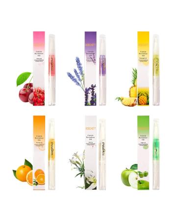 Nail Nutrition Pen,6PCS Nail Cuticle Oil Pen Set Nail Nutrition Oil Nail Care for Repairing Cracked & the Dry Cuticle (Mix Flavors)