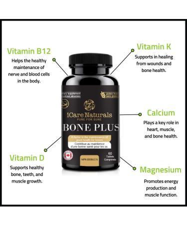 Supplements for BONES - Hair Nails & Skin Support - with Calcium Magnesium Zinc Vitamin D3 K1 Plus. Halal Gluten-Free Gelatin-Free - 60 Tablets. - Buy Online on SooperMarket.com