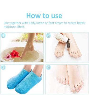 Moisturizing Gel Socks - 2 Pairs of Reusable Soft Socks with Essential Oil Treatment for Dry Skin Pink & Blue - Buy Online on SooperMarket.com