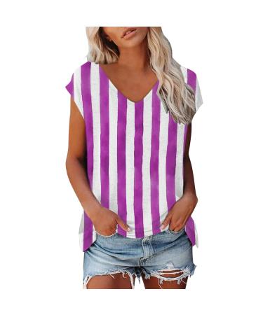 Short Sleeve T Shirts Clothing Woman T-Shirt Casual Black Clothing Top Women's Floral Pattern for Women Crop Tops Shirt Shirts Top Women's Summer Tank Top 1 Purple M