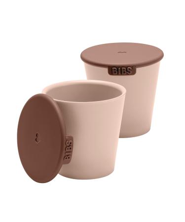 BIBS Cup Set for Baby or Toddler 2-Pack Made in Denmark 100% Food-Grade Material Non-Slip and Dishwasher Friendly. Made in Denmark. (Blush/Woodchuck)