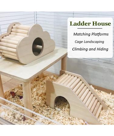 Eyksta Wooden Hamster House with Stairs - Cozy Hideout & Ladder Toy for Hamsters (17x8.5x9) - Ideal Hamster Accessories - Buy Online on SooperMarket.com