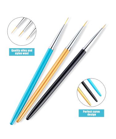 Sularpek 3PCS Nail Art Liner Brushes for UV Gel & Acrylic Painting - Short Strokes, Details & Blending - 7/9/11mm - Buy Online on SooperMarket.com
