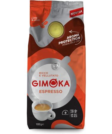 Gimoka - coffee beans - 1 kg - espresso mixture - medium roasting - intensity 9 - with re -lockable lid - made in Italy - 1kg pack