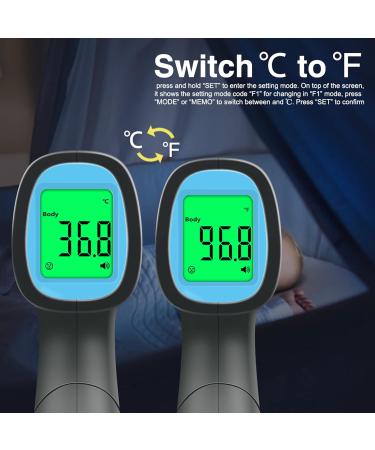 No Touch Forehead Thermometer for Adults and Children - Digital Infrared Body Thermometer for Kids - High Temperature Alarm - Instant Accurate Reading - Black - Buy Online on SooperMarket.com