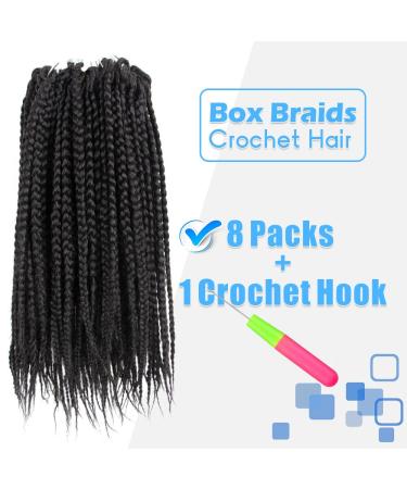 BOHOBABE 14 Big Loop Box Braids Crochet Hair - 8 Packs Prelooped Medium Short 3X Knotless Crochet Box Braiding Hair - Three Tones Natural Black Goddess Braid (1B) - Pack of 8 - Buy Online on SooperMarket.com