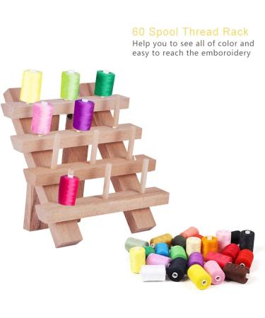 PandaHall 12 Spool Small Wooden Thread Rack Holder - Sewing Embroidery Organizer (Burlywood) - Buy Online on SooperMarket.com