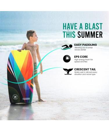 Back Bay Play 26-41 Body Board - Lightweight EPS Core Boogie Board for Beach | 33 Inch Ice Tie Dye Design | Wrist Leash Surfing for Kids & Adults - Buy Online on SooperMarket.com