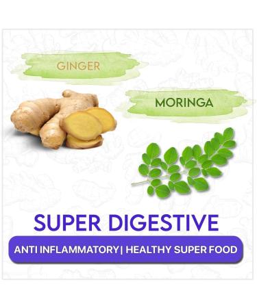 BLUE TEA - Ginger Moringa Herbal Tea - 36 Tea Bags (Pack of 2) |HEALTHY SUPERFOOD | Blend of Indian Ginger and Fresh Moringa | Caffeine Free | Eco-Sustainable Packaging - Buy Online on SooperMarket.com