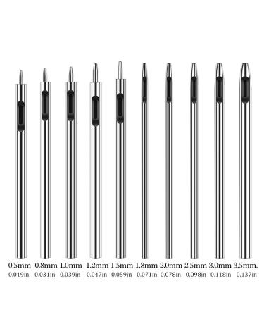 10 Pcs Leather Hole Punch Cutter Set for Crafting - 0.5mm-3.5mm Round Hollow Tools for Watch Bands, Belts, Canvas, Rubber - Ideal for Leatherworking - Buy Online on SooperMarket.com