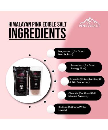 PINK-A-SALT Himalayan Pink Edible Salt - 2.1 LB Fine Grain Pink Crystal Salt with 84+ Minerals - Halal, ISO, and Kosher Certified - Buy Online on SooperMarket.com