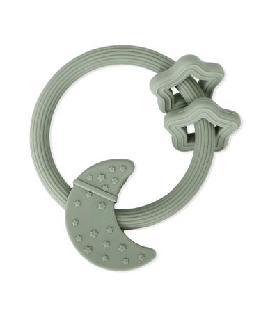 Eoopoon Silicone Baby Teething Toy  Silicone Baby Ring Teether for Babies 3 Months+  Raised Texture to Soothe Gums  BPA Free  Boys Girls Shower  Birthday  Christmas Gifts (Sage)