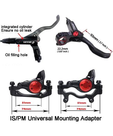 BUCKLOS MTB Hydraulic Disc Brakes Set | Front 800mm Rear 1450mm | Aluminum Alloy Levers | PM/is Adapter | for EBike/Fat Bike | Black - Buy Online on SooperMarket.com
