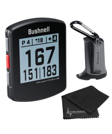Bushnell Phantom 2 GPS Rangefinder with BITE Magnetic Mount and GreenView with Wearable4U Ultimate 3 Golf Tools Bundle Black+Lens Cloth