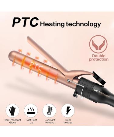 DAN Technology 5 in 1 Curling Iron Set - Dual Voltage Hair Curler with 5 Ceramic Barrels 2 Heat Settings & Heat Protective Glove - Adjustable Temperature Rose Gold - Buy Online on SooperMarket.com