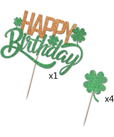 Qertesl St. Patrick's Day Happy Birthday Cake Topper Green shamrock cupcake decoration St. Patrick's Day Family Birthday Party Decorations Irish Party Supplies Decoration (green1) - Buy Online on SooperMarket.com