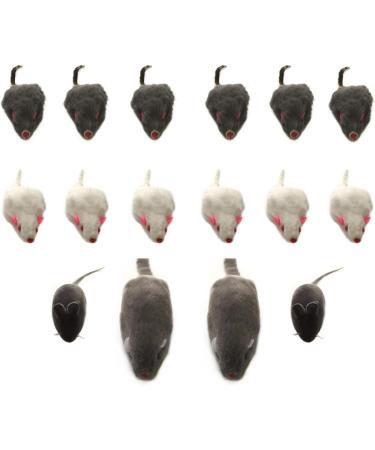 QUOZUO Cat Mouse Toys Rattle Furry Cat Mice Pet Toys with Rattles for Pet Cat Kitten 16pcs Black and white - Buy Online on SooperMarket.com