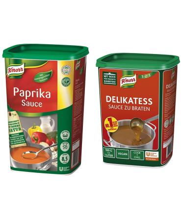 Knorr Paprika sauce (piquant-fruity paprika taste) 1 Pack (1 x 1 kg) & delicatess sauce to fry (pure as a roast sauce sauce binder and for refine) 1 Pack (1 x 1 kg) 1 kg (1 Pack) bundle with delicacyFry sauce