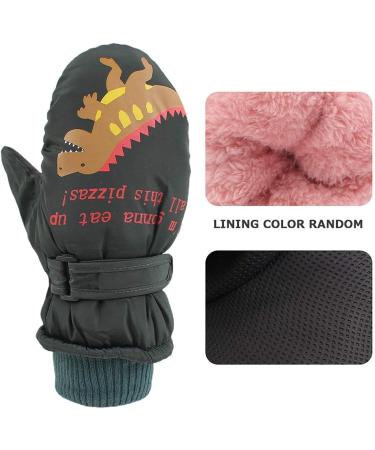 XIAOHAWANG Kids Ski Gloves - Waterproof Dinosaur Mittens for Boys & Girls 2-8 Years - Blackish Green - Buy Online on SooperMarket.com